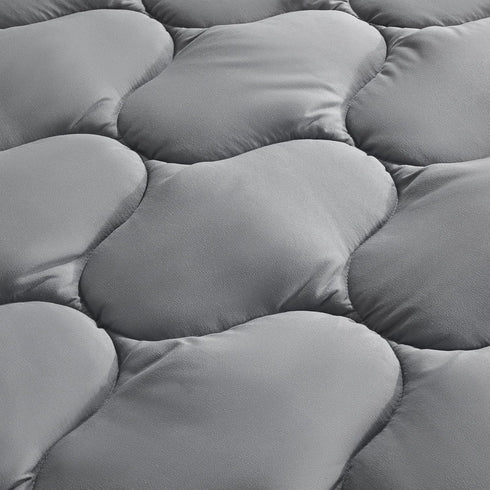 SLEEP ZONE King Mattress Pad, Cooling Breathable Fluffy Soft Protector, Stretches up to 21 Inch Deep, Grey