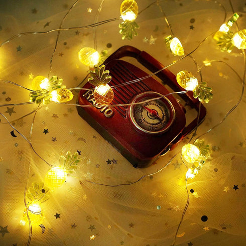 40 LED Pineapple String Lights, 8 Modes Fairy Lights, Battery Operated for Wedding, Party, Indoor, Outdoor