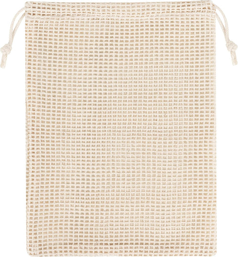 PALTERWEAR 100% Natural Cotton Double Drawstring Mesh Bag - For Herbs, Nuts, Spices, Set of 5
