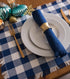 DII Heavyweight Fringed Check Tabletop Collection, Navy Placemat Set, 6 Piece, 13x19