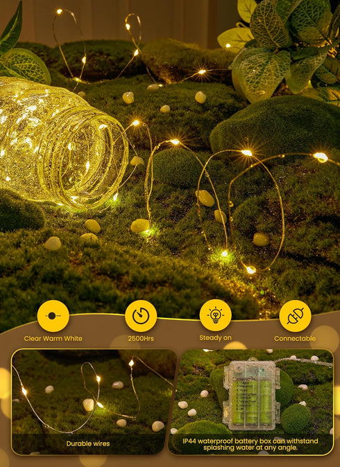 33Ft 100 Minetom Fairy Lights Battery Operated with Remote, LED Waterproof String Lights Indoor Outdoor, Starry Twinkle