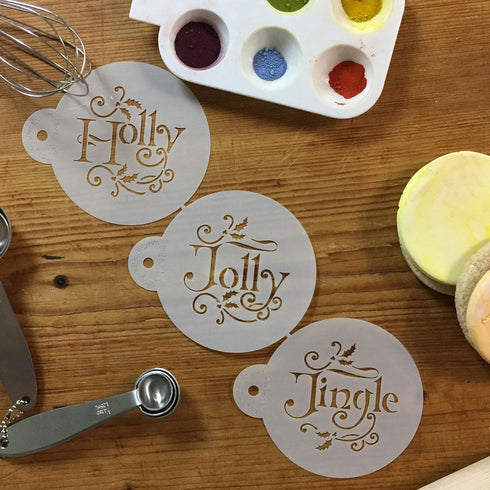 Holly, Jolly and Jingle Cookie Stencil Set by Designer Stencils