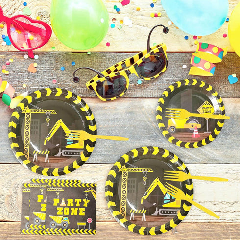 96pcs 24 Construction Birthday Party Supplies Construction Theme Paper Plates and Napkins Construction Truck