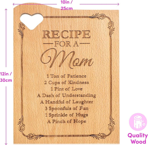 Wooden Cutting Boards for Mom 12 x 9" - Engraved with Mother's Poem - Kitchen Cutting Board Gift with a Heart Shaped Cut Out - Kitchen Presents - Mom Gifts from Daughters for Moms Kitchen