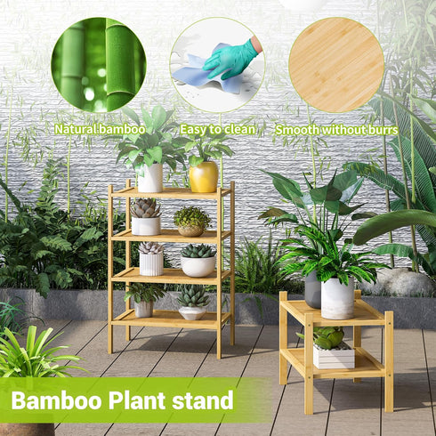 4-Tier Closet BMOSU Bamboo Small Shoe Rack Premium Stackable Shoe Shelf Storage Organizer for Hallway Living Room
