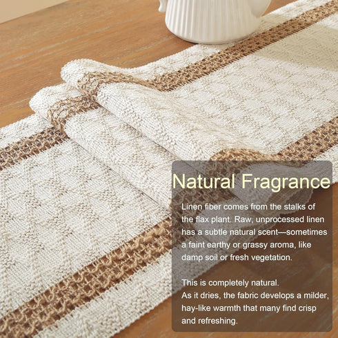 60 Inches (12"60") Farmhouse Decor Boho Table Runner with Macrame, Elegant Beige Brown Coffee Table Runners Long
