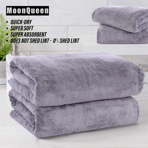 6 Pack Set MOONQUEEN Premium Bath Towel - Quick Drying - Microfiber Coral Velvet Highly Absorbent Towels - Multipurpose