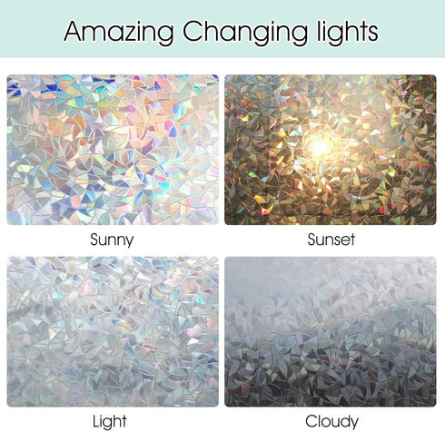 STATINT Stained Glass Window Privacy Film, UV Blocking Clings, Rainbow Static Cling Vinyl Stickers for Home Door