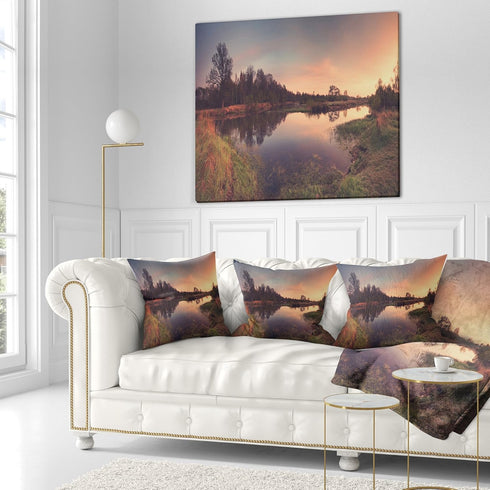 Designart Yellow Tinged Spring Mountains' Landscape Throw Living Room, Sofa, Pillow Insert + Cushion Cover Printed On Both Side 16 in. x 16 in by Designart