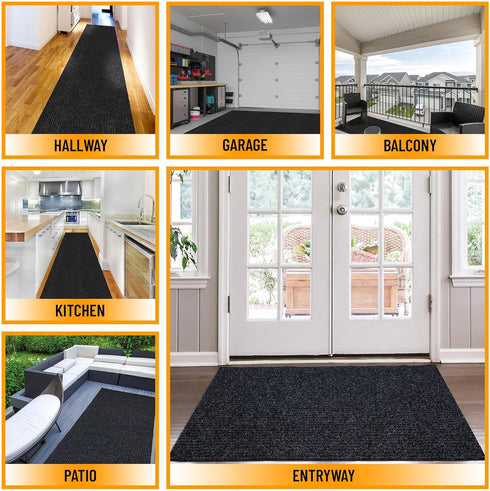 Ottomanson Solid Design Non-Slip Rubberback - 2x6 Indoor/Outdoor Runner Rug for Hallway, Kitchen, Living Room, Garage,