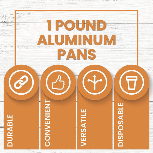PARTY BARGAINS 1 Lb. Small Aluminum Pan with Lids - 50 Pack Set with Plastic Dome Lids, 5.5" x 4.5" Disposable Take-Out Pans for Meal Prep, Pies, Cakes, Meats (Max 240°C)