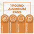 PARTY BARGAINS 1 Lb. Small Aluminum Pan with Lids - 50 Pack Set with Plastic Dome Lids, 5.5" x 4.5" Disposable Take-Out Pans for Meal Prep, Pies, Cakes, Meats (Max 240°C)