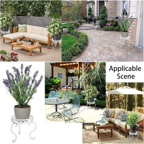 OwnMy Set 2 of Metal Round Plant Stand Rustproof Iron Flower Pot Holder, Modern Plant Display Potted Rack, Indoor