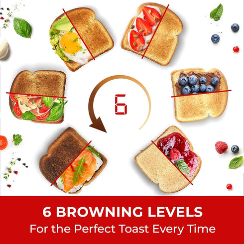 Mueller UltraToast Full Stainless Steel Toaster, 4 Slice with Long Extra-Wide Slots and 6 Browning Levels