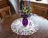Linens, Art and Things Embroidered Purple Lavender Lilac on Ivory Large Doily, 24 Inch Round