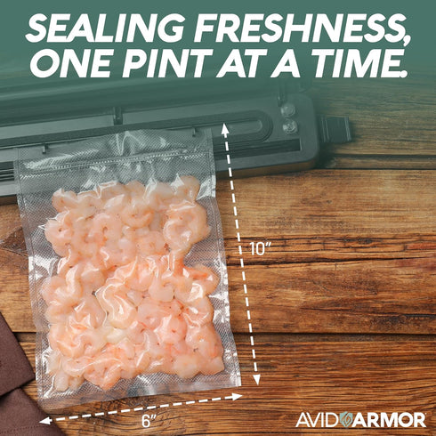 6x10 Inch 200 Pack Commercial Avid Armor Pre-Cut Pint Size Vacuum Sealer Bags - BPA Free, Heavy Duty, Grade, Compatible