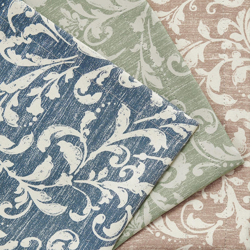 jinchan Floral Valance Curtain for Kitchen, Living Room, Vintage Flower Blue Valance, Room Darkening Window Treatment,
