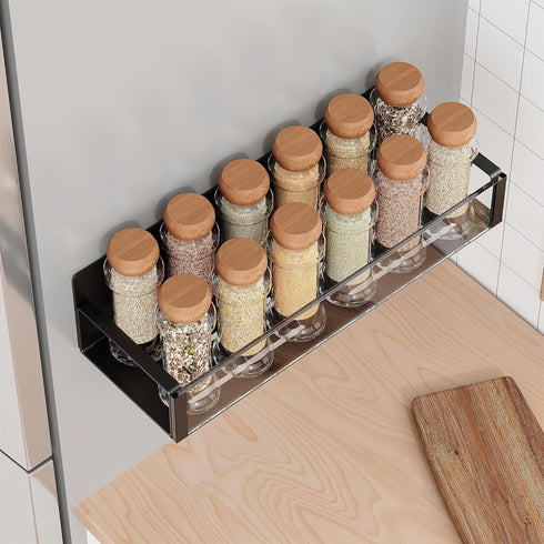 2/3/4 Pack Vetacsion Moveable Fridge Magnetic Spice Racks,Metal Black/White (Clear)