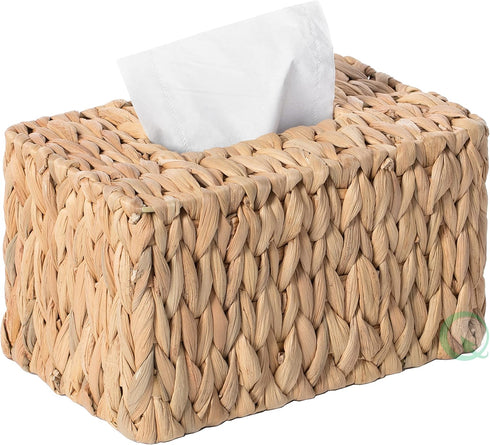 Water Hyacinth Wicker Rectangular Tissue Box Cover, Tall