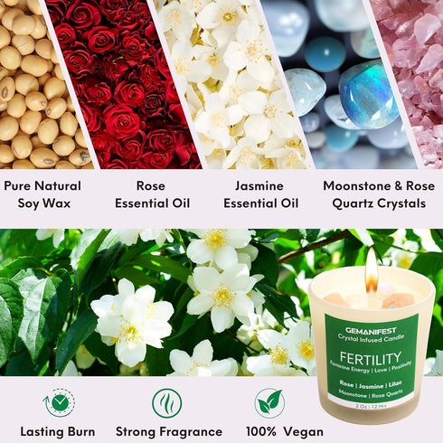 Fertility Candle for Women Trying to Conceive, Rose, Jasmine and Lilac Scented Candles Gifts for Women, Soy Non-Toxic