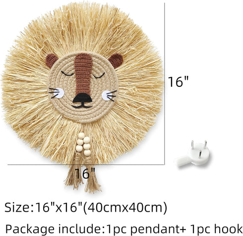 YarnieJiajia Bohemian Lion Head Wall Hanging Art for Nursery - Safari Themed Decor