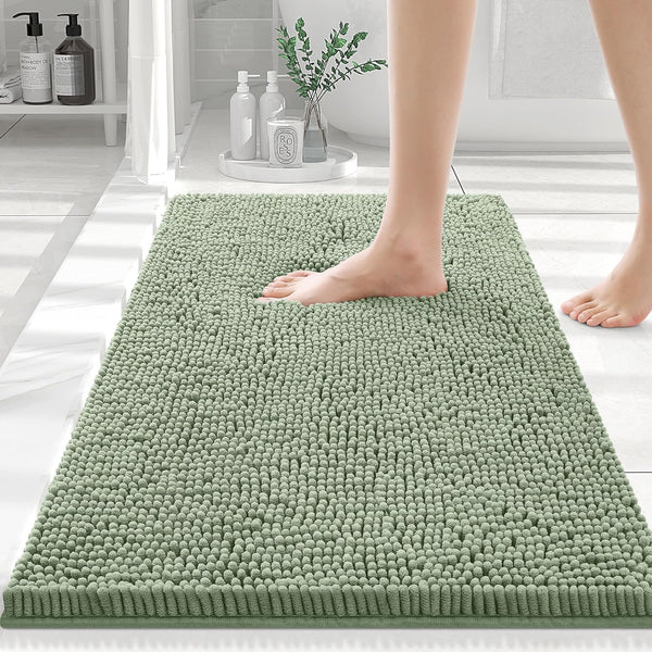smiry Luxury Chenille Bath Rug 24''x16'', Extra Soft Shaggy Bathroom Mat, Non-Slip Plush Carpet Runner, Machine
