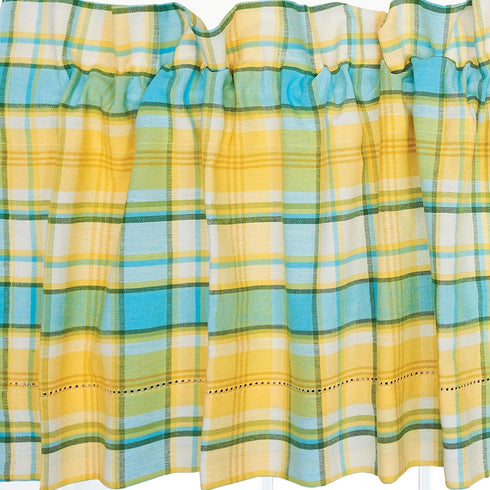 C&F Home Citrus Mist Gingham Checkered 100% Cotton Single Window Valance Curtain 16" x 72"