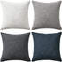 Pack 4 18x18 Inch MIULEE of Decorative Textured Boucle Throw Pillow Covers Blue Gray Accent Solid Pillow Cases Soft