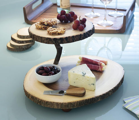 Lipper International Acacia Tree Bark Coasters, Set of 4