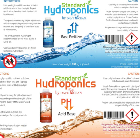 10 Standard Hydroponics pH Up and Down Kit - Ounce Bottle pH Adjuster for Hydroponic Systems, Coco Coir Even Soil.