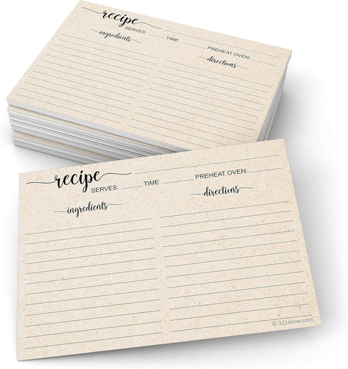 321Done 5" x 7" Recipe Cards (Set of 50) - Extra Large Double-Sided Premium Card Stock
