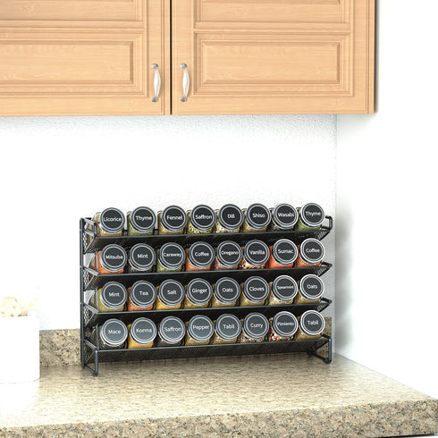 32 386 Set Countertop, 32 15.3" 10.8" SpaceAid Spice Rack Organizer with Spice Jars, Spice Labels, Chalk Marker