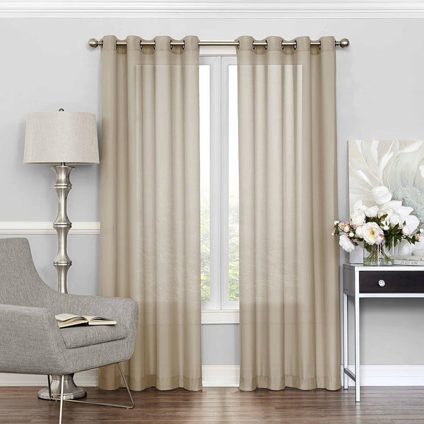ECLIPSE Sheer Bedroom-Liberty 52" x 108" Light Filtering Grommet Top Curtain Panel, Ecru