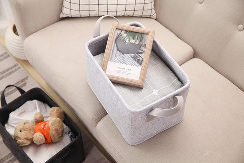 Collapsible Storage Basket with Carry Handles, Durable Felt Fabric Organizer for Toys, Clothes, Laundry