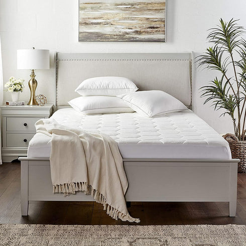 Zen Mattress Pad Cover - Cooling Bed Topper & Waterproof Protector, King Size, White