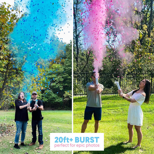 2 2 4 Pack PrimePure Gender Reveal Confetti Cannon - Biodegradable Powder & Heart Shaped Confetti Poppers - Pink