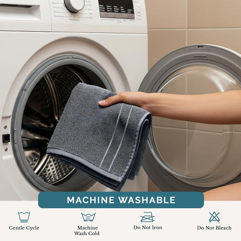 Pack 6-100% 13"x13"- Casa Platino Wash Cloths of Cotton Washcloths for Daily use - Soft, Gentle on Skin, Durable