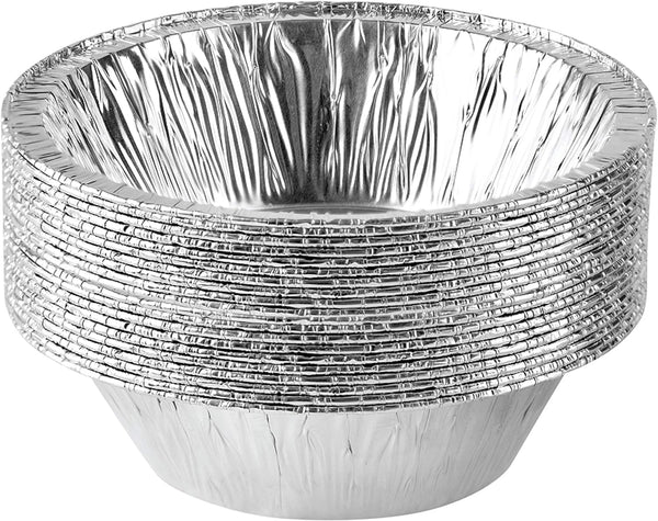 PLASTICPRO 6'' Inch Round Tin Foil Cake Pans, Disposable Aluminum, Freezer & Oven Safe - Pack of 20 for Baking,