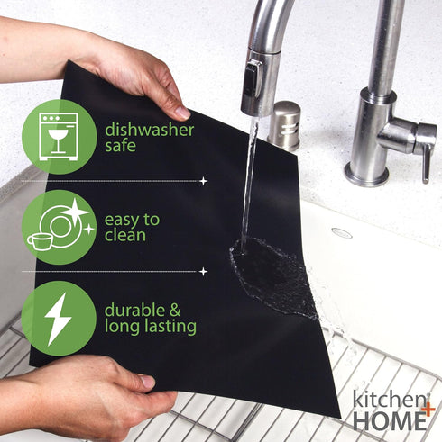 Kitchen + Home Oven Liner Set of 2, Heavy Duty Non-stick Reusable Oven Liner for Gas, Electric & Microwave