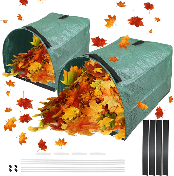 PHYEX 2 Pack 53-Gallon Reusable Leaf Bags with Flat Bottom Design -