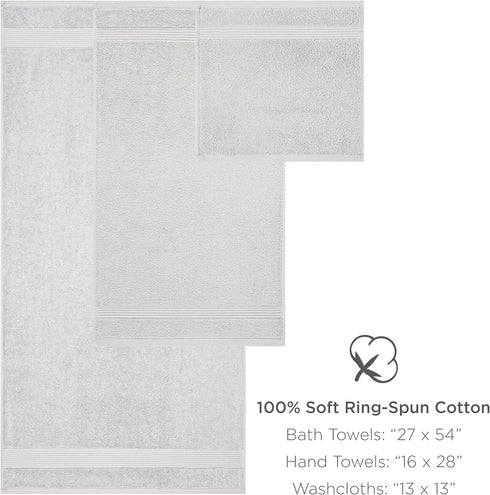 12 Pack 100% 600 Arkwright Bath Washcloths - Super Soft Cotton, GSM Quick Dry & Absorbent, Luxury Face & Body Wash