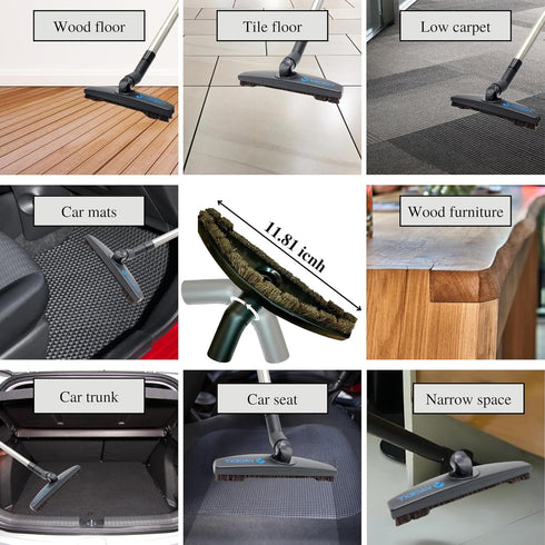 Upgraded Hardwood Floor Attachment with Flexible Brush Head & Horse Hair Soft Bristles for Vacuum Cleaners
