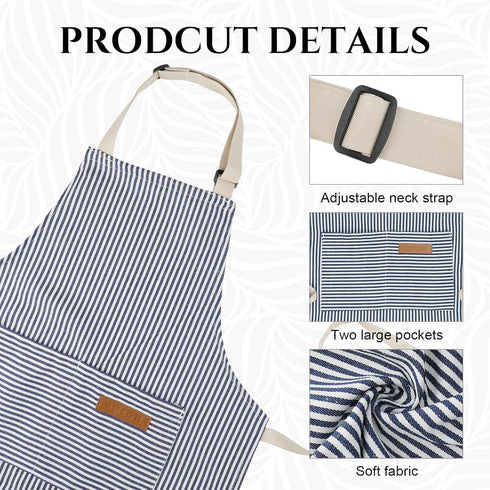 Stripes Kids Apron - Adjustable Kids Cooking Aprons with 2 Pockets, Cute Aprons for Boys and Girls Cooking