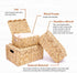 Set 3 LUSYDECO of Scalloped Edge Wicker Basket with Lid, Rectangle Wicker Storage Basket with Built-in Handles