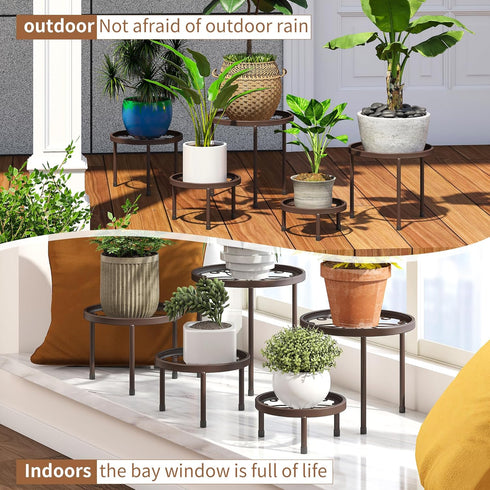5 Pack Plant Stand Indoor Outdoor Heavy Duty Metal Stand Multiple Plants, Anti-Rust Iron Flower Pot Stand Decoration