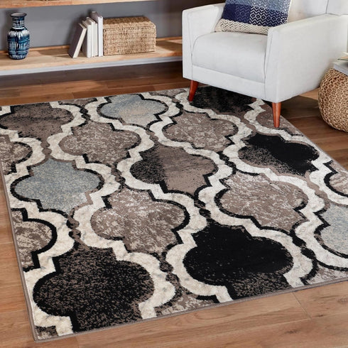 5' 5' Superior Indoor Large Area Rug, Jute Backed, Perfect for Living/Dining Room, Bedroom, Office, Kitchen, Entryway