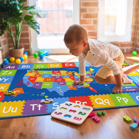 32"x60" BEQHUASE Kids Rugs, ABC Play Mats Educational Learning Carpet, Non Slip Washable Nursery Rug Alphabet Floor Mat