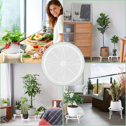 5 Pack Plant Stands White Metal Plant Stand for Outdoor Indoor Plants Heavy Duty Flower Pot Stands for Multiple Plants