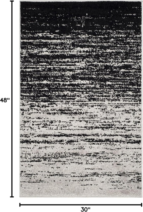 2'6" 4', (ADR113A) SAFAVIEH Adirondack Collection Accent Rug - x Silver & Black, Modern Ombre Design, Non Shedding