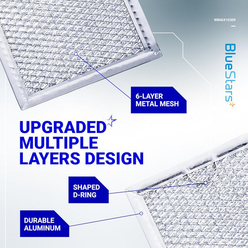 BlueStars WB06X10309 WB06X10359 Microwave Grease Filter Replacement - 7.64 x 5.12, Compatible with G.E LG Kenmore